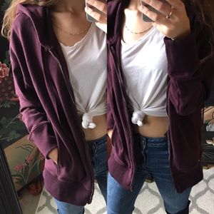 Aerie Dark Purple Zip Up Hoodie